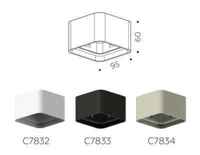 Корпус светильника накладной для насадок 70*70mm C7834 SGR серый песок 95*95*H60mm MR16 GU5.3