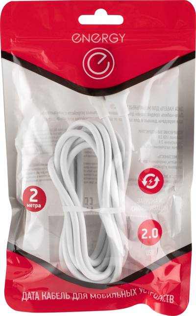 Кабель Energy ET-31-2 USB/MicroUSB, 2 метра, цвет - белый