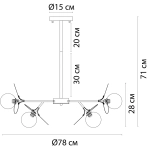 Люстра на штанге Arte Lamp PEACOCK A1369SP-10SG, 10хG9