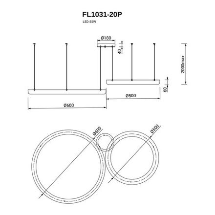 Подвесная люстра Modum FL1031-20P, LED