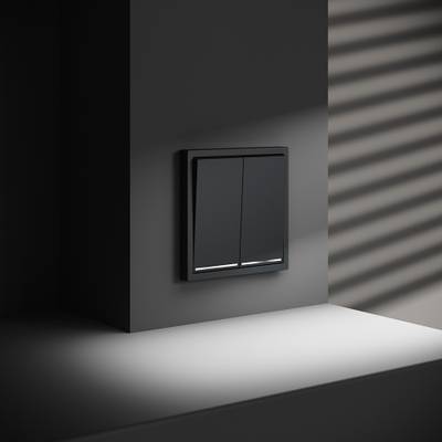 VLS020407 Проходной переключатель встраиваемый VOLTUM S70 двухклавишный с подсветкой 10А, (графит) (ТМ Maytoni)
