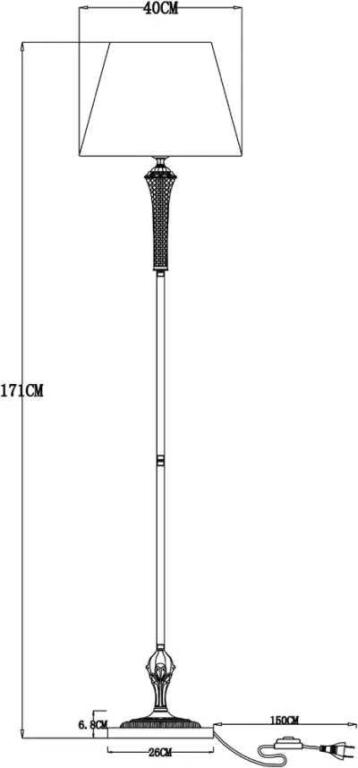 Торшер Arte Lamp GRACIE A7301PN-1PB, 1хE27