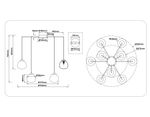 Светильник на штанге LH51001/6+3 SGD/BK/FR золотой песок/черный /белый матовый G9*9 max 28W D750*700