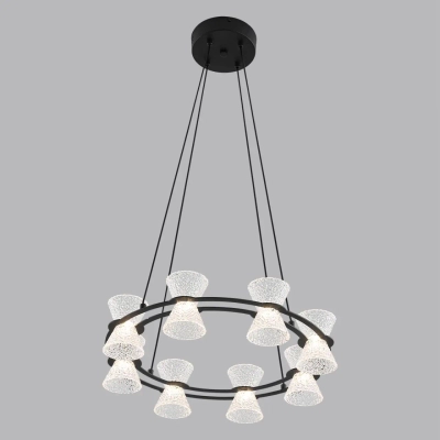 8341/28L LEDIO LN26 228 черный/прозрачный металл/акрил Люстра подвесная LED 28W 3000K 220V VINORA