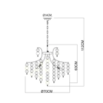 Подвесная люстра Arte Lamp PIPIRIMA A4089LM-8AB, 8хE14