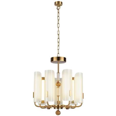 5467/35L MODERN ODL_EX26 белый/коричневый/античная бронза/металл/стекло/декор металл Люстра LED x 35W (5W*7) 3000K LION