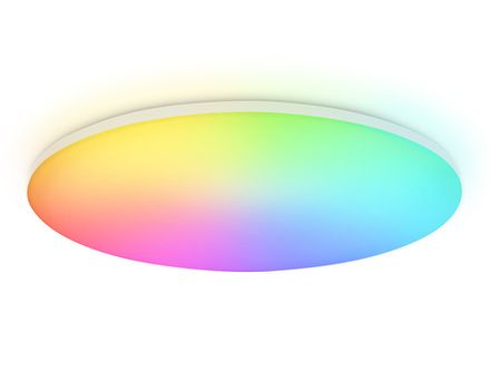 Потолочный светодиодный светильник с Wi-Fi Яндекс Алисой/Tuya/Smart Home/Alexa  FZ2003 WH белый IP54 30W 3000K-6500K+RGB D450*60 (ПДУ ИК