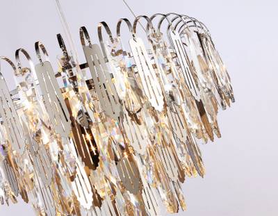 Подвесная люстра с хрусталем TR5255/8 CH/CL хром/прозрачный E27*8 max 40W D500*350