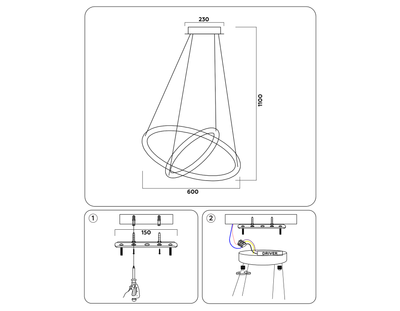 Подвесной светодиодный светильник с пультом FL406 CF кофе 84W D600*1100 (ПДУ РАДИО 2.4)
