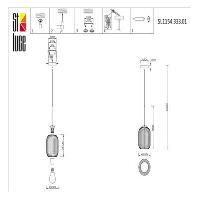 SL1154.333.01 Подвес ST-Luce Латунь/Коньячный E27 1*60W