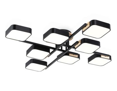 Светильник светодиодный подвесной FL4890/8 BK/WD черный/дерево 144W 3000-6000K 960*960*160(без ПДУ)