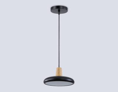 Светильник светодиодный подвесной FL4839 BK/WD черный/дерево 24W 3000-6000K D200*800 (без ПДУ)