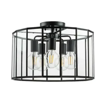 798257 Люстра GENNI 5х40W E27 ЧЕРНЫЙ МАТОВЫЙ/ПРОЗРАЧНЫЙ Lightstar