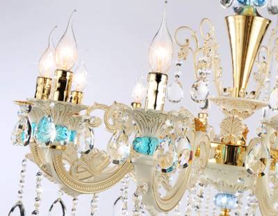 Подвесная люстра с хрусталем TR4929/12 GD/WH/CL золото/белый/прозрачный E14*12 max 40W D910*680