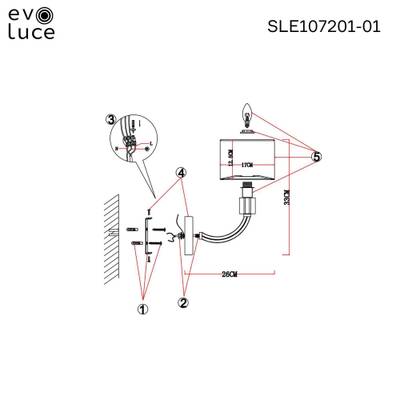 SLE107201-01 Светильник настенный Хром/Светло-серый E14 1*40W