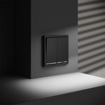 VLS020208 Выключатель встраиваемый VOLTUM S70 двухклавишный с подсветкой 10А, (черный матовый) (ТМ Maytoni)
