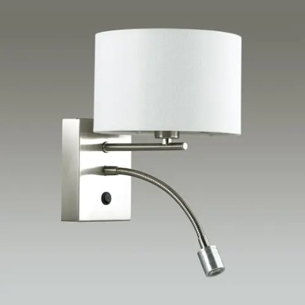 3745/1A MODERNI LN19 127 никель/белый, металл/текстиль Бра E14 40W+LED 3W 4000K 220V NIKKI
