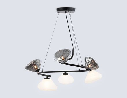 Светильник подвесной LH15003/6 BK/FR/SM черный/белый матовый/дымчатый G9*6 max 40W D630*1150