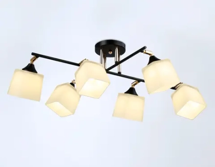 Светильник подвесной TR303089/6 BK/FGD/FR черный/золото/белый матовый E27/6 max 40W 800*580*250