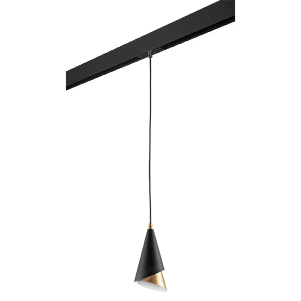 PRO757010 Светильник д/1-фазн трека CONE 1х40W E14 ЧЕРНЫЙ/ЗОЛОТО (757010+595007) Lightstar