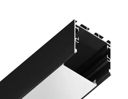 Алюминиевый профиль накладной/подвесной "Profile System" GP2550BK черный/матовый рассеиватель 2000*35*35, 2 заглушки, 4 крепления в комплекте (для ленты до 26мм)