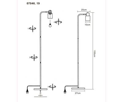 07046,19 Торшер Олси черный w27*38 h155 E27 1*40W