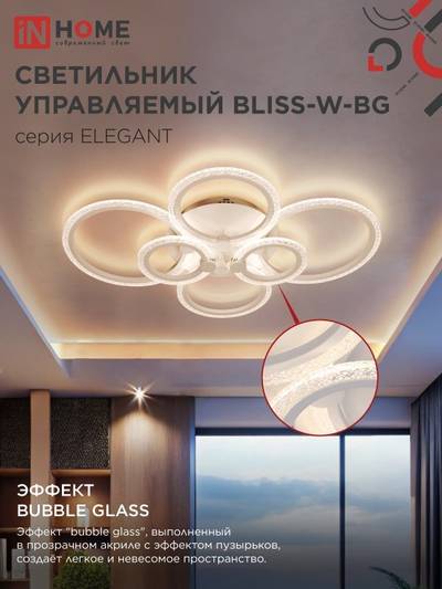 Светильник светодиодный ELEGANT BLISS-W-BG 120Вт 3000-6500К 8400лм 230В 780х550х130мм с пультом ДУ бел. IN HOME 4690612051840