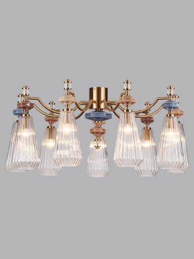 5414/9 MODERN ODL_EX26 античная бронза/терракот/синий/бежевый/коричневый/металл/керамика Люстра E14 9*40W TERRA