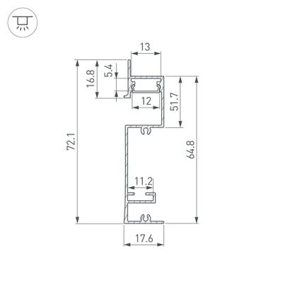 Профиль PLINTUS-H73-F-2000 BLACK (Arlight, Алюминий)