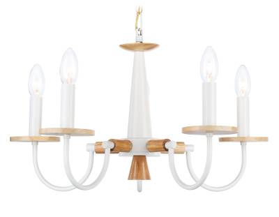 Светильник подвесной TR9592/5 WH/LW белый/светлое дерево E14/5 max 40W D555*660