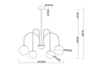 Люстра на штанге Arte Lamp MEBSUTA A1675LM-6BK, 6хE14