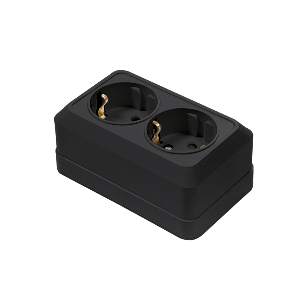 Розетка 2-м BOLLETO с заземл. накладная черн. 7128B IN HOME 4690612061061