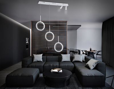 Светильник светодиодный подвесной с пультом FL5277/3+2 WH белый 59W 3000K/4200K/6400K+4200K 800*20*1200 (ПДУ ИК)