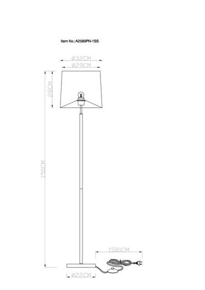 Торшер Arte Lamp RODOS A2589PN-1SS, 1хE27