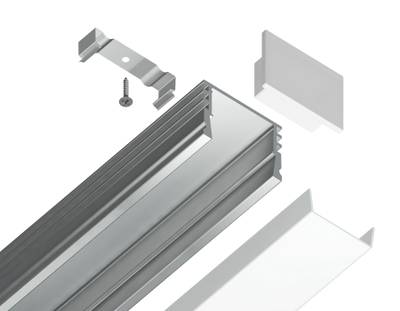 Алюминиевый профиль накладной GP1750AL серебро/матовый рассеиватель 2000*15.7*12, 2 заглушки, 4 крепления в комплекте (для ленты до 12мм)