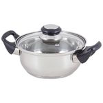 Кастрюля из нерж стали с крышкой (стекло) BAK-01, 1,4 л, ручки - бакелит, , без ТМ