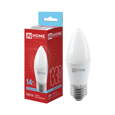 Лампа светодиодная LED-СВЕЧА-VC 14Вт E27 6500К 1330лм IN HOME 4690612047751