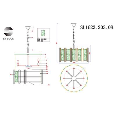SL1623.203.08 Люстра подвесная ST-Luce шампань/шампань, прозрачный E14 8*40W