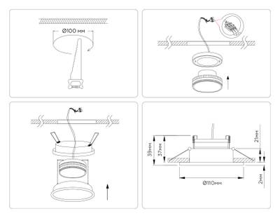 Светильник встраиваемый TN51823 BK черный GX53 max 15W D110*39