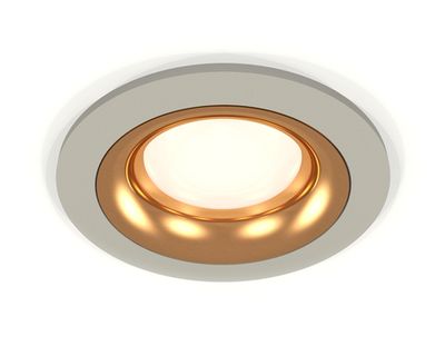 Комплект встраиваемого светильника XC7623005 SGR/PYG серый песок/золото желтое полированное MR16 GU5.3 (C7623, N7014)