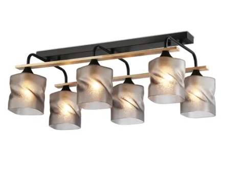 Светильник потолочный TR3033250/6 BK/WD черный/дерево E27/6 max 60W 580*340*245