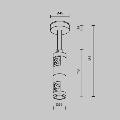 Крепление потолочное Short двойное 78мм Flarity черный, TRA156C-D1-B. TM Maytoni