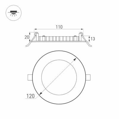 Светильник DL-120M-9W White (Arlight, IP40 Металл, 3 года)