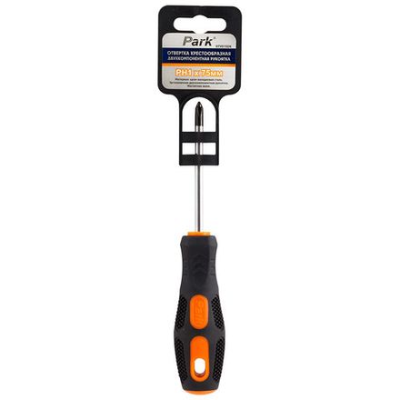 Отвертка Park Strom PH1х7,5см, двухкомпонентная рукоятка OTV015DK, крестовая (Минимальная отгрузка 12 шт)