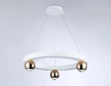 Светильник светодиодный подвесной FL5959 WH/GD белый/золото 4200K 32W D600*1200 (Без ПДУ)