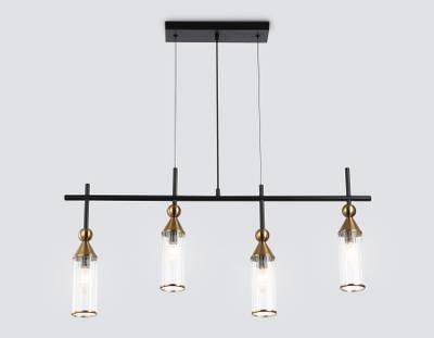 Светильник подвесной LH55254/4 BK/BS/CL черный/латунь/прозрачный E14*4 max 40W 845*65*1150