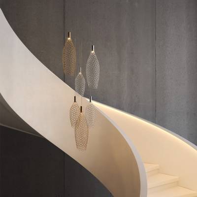 Подвесной светодиодный светильник с металлическими плафонами 90352/6 золото/хром