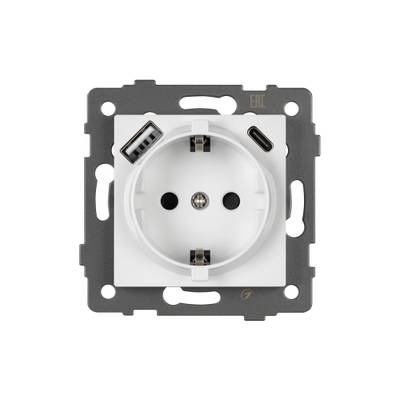 Механизм розетки с быстрой USB зарядкой SCT-MUAC-PL-WH-V (250V, 16A) (Arlight, -)