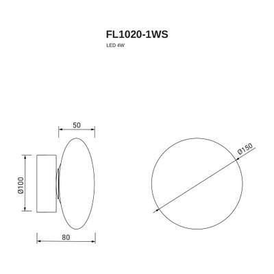 Бра luminosa FL1020-1WS, LEDх1