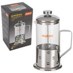 Чайник/кофейник (кофе-пресс) Caffe, 600 мл, из жаропр стекла, в корпусе из нерж стали, B535-600ML